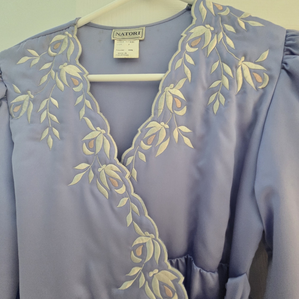 Natori Lavender Embroidered Housedress Or Nightgo… - image 2